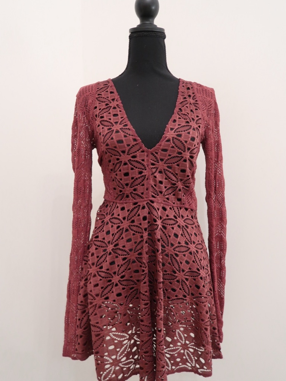 Free People Intimately Lace Cover Up Dress in Burgundy